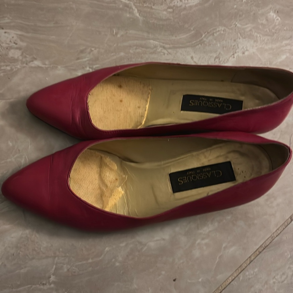 Hot pink leather heels